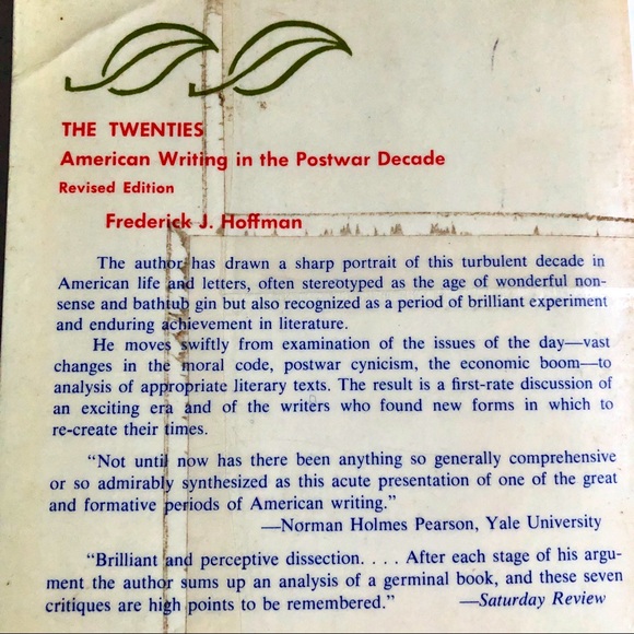 THE 20S American Writing in Postwar Decade by Frederick J. Hoffman Vintage Book - Picture 3 of 13
